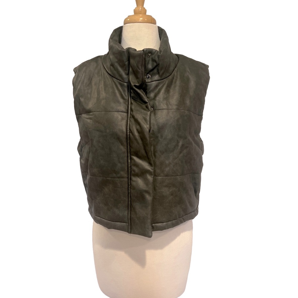 Promesa Urban Hiker Vegan Leather Puffer Vest -Size S - Picture 3 of 8